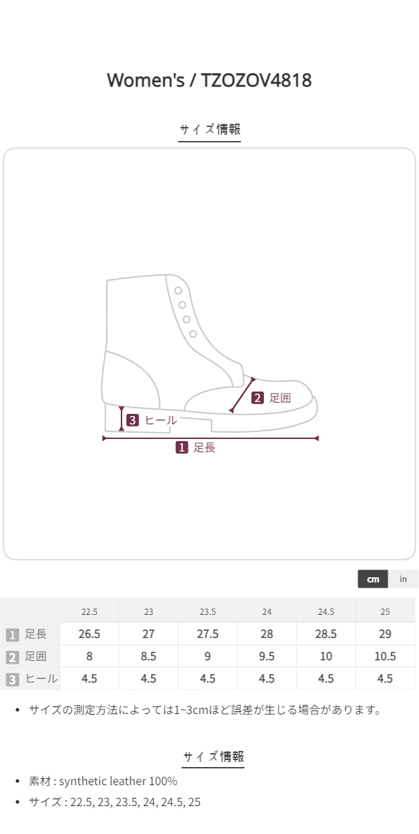 Size chart